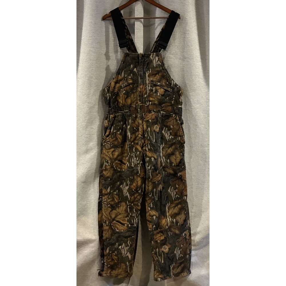 Vintage 80s Mossy Oak Made In USA Realtree Camo Overall Men Bib Size Large